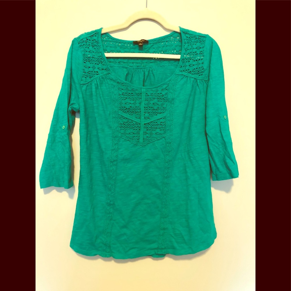 CUPIO Crochet Peasant Top